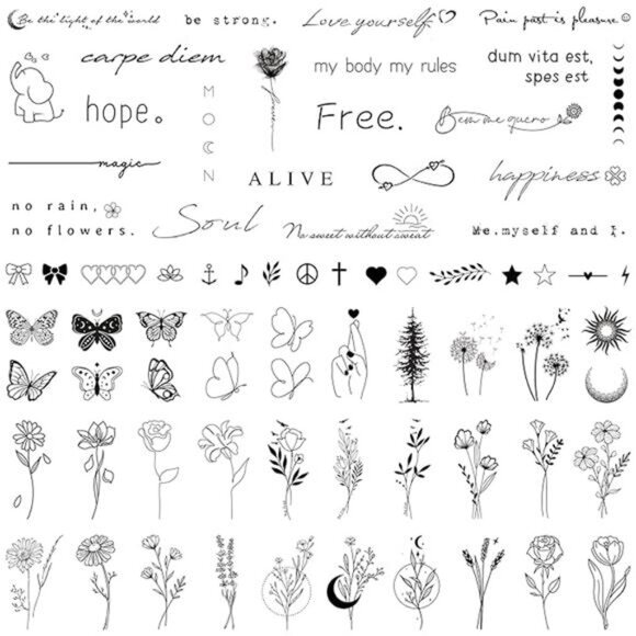 Realistic Temporary Tattoos for Women - 60 Sheets Tiny Small Removable Adult - Picture 8 of 16